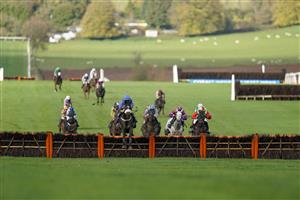 CHEPSTOW, WALES - OCTOBER 27: Adam Wedge riding Star Gate (blue) clear the last to win The JPW Racing Tipster At tipstersempire.co.uk Maiden Hurdle (GBB Race) (Div 2) at Chepstow Racecourse on October 27, 2020 in Chepstow, Wales. Owners are allowed to attend if they have a runner at the meeting otherwise racing remains behind closed doors to the public due to the Coronavirus pandemic. (Photo by Alan Crowhurst/Getty Images)