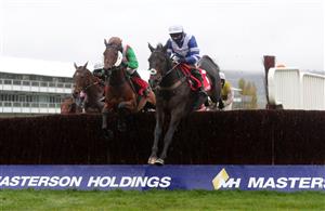CHELTENHAM, ENGLAND - OCTOBER 24: Frodon ridden by Bryony Frost clear the last before going on to win the Matchbook Betting Exchange Handicap Chase at Cheltenham Racecourse on October 24, 2020 in Cheltenham, England. (Photo by David Davies - Pool/Getty Images)