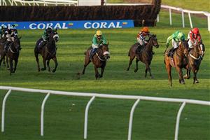 CHEPSTOW, WALES - OCTOBER 27: Nick Scholfield riding Lamanver Bel Ami (2R, green) clear the last to win The MJ Racing At tipstersempire.co.uk Handicap Hurdle at Chepstow Racecourse on October 27, 2020 in Chepstow, Wales. Owners are allowed to attend if they have a runner at the meeting otherwise racing remains behind closed doors to the public due to the Coronavirus pandemic. (Photo by Alan Crowhurst/Getty Images)