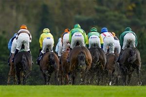 CHEPSTOW, WALES - OCTOBER 27: A general view during The Cotswold Racing At tipstersempire.co.uk Mares' Handicap Hurdle at Chepstow Racecourse on October 27, 2020 in Chepstow, Wales. Owners are allowed to attend if they have a runner at the meeting otherwise racing remains behind closed doors to the public due to the Coronavirus pandemic. (Photo by Alan Crowhurst/Getty Images)