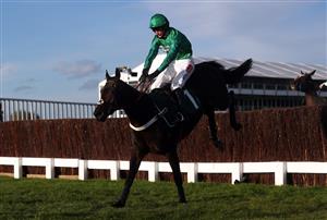 CHELTENHAM, ENGLAND - OCTOBER 23: Fusil Raffles ridden by jockey Daryl Jacob clears a fence on the way to winning the (Old) Two Farmers Crisps Novices