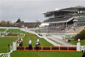 CHELTENHAM, ENGLAND - OCTOBER 24: A view of the empty stands during the Masterson Holdings Hurdle at Cheltenham Racecourse on October 24, 2020 in Cheltenham, England. (Photo by David Davies - Pool / Getty Images)