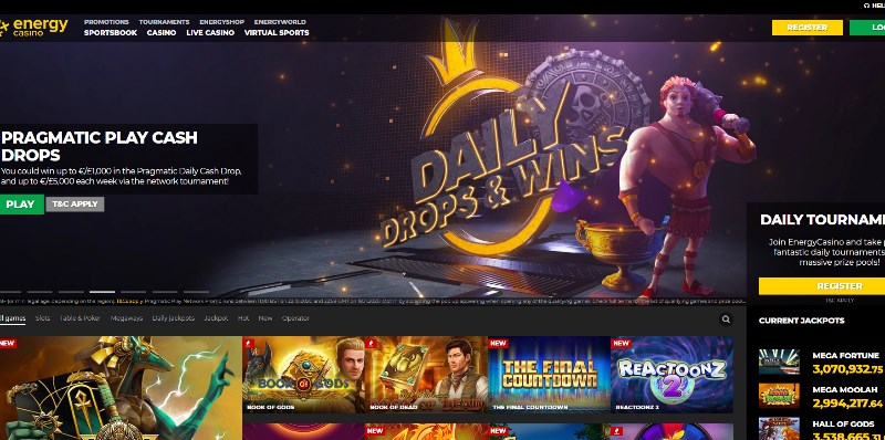 Energy Casino Home Page