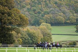 TAUNTON, ENGLAND - OCTOBER 28: Runners circle at the start for The Summerfield Developments Novices' Hurdle at Taunton Racecourse on October 28, 2020 in Taunton, England. Owners are allowed to attend if they have a runner at the meeting otherwise racing remains behind closed doors to the public due to the Coronavirus pandemic. (Photo by Alan Crowhurst/Getty Images)
