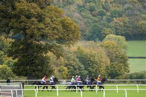 TAUNTON, ENGLAND - OCTOBER 28: Runners circle at the start for The Summerfield Developments Novices' Hurdle at Taunton Racecourse on October 28, 2020 in Taunton, England. Owners are allowed to attend if they have a runner at the meeting otherwise racing remains behind closed doors to the public due to the Coronavirus pandemic. (Photo by Alan Crowhurst/Getty Images)
