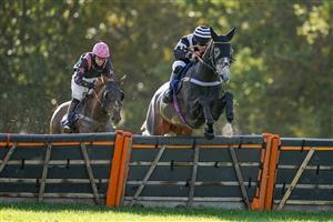 TAUNTON, ENGLAND - OCTOBER 28: Joe Anderson riding Espressino (R) clear the last to win The Cornish Rock Gin 'Hands And Heels' Handicap Hurdle at Taunton Racecourse on October 28, 2020 in Taunton, England. Owners are allowed to attend if they have a runner at the meeting otherwise racing remains behind closed doors to the public due to the Coronavirus pandemic. (Photo by Alan Crowhurst/Getty Images)