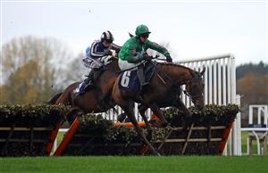 WETHERBY, ENGLAND - OCTOBER 30: Apache Creek ridden by Richie McLernon clears the last before going on to win the bet365 Novices' Handicap Hurdle at Wetherby Racecourse on October 30, 2020 in Wetherby, England. (Photo by Tim Goode - Pool/Getty Images)