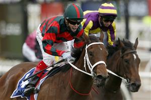 MELBOURNE, AUSTRALIA - OCTOBER 31: Craig Williams on board September Run wins race 6 the Coolmore Stud Stakes during 2020 AAMI Victoria Derby Day at Flemington Racecourse on October 31, 2020 in Melbourne, Australia. (Photo by Darrian Traynor/Getty Images for the VRC)