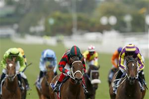 MELBOURNE, AUSTRALIA - OCTOBER 31: Craig Williams on board September Run wins race 6 the Coolmore Stud Stakes during 2020 AAMI Victoria Derby Day at Flemington Racecourse on October 31, 2020 in Melbourne, Australia. (Photo by Darrian Traynor/Getty Images for the VRC)
