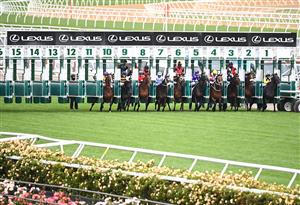 MELBOURNE, AUSTRALIA - OCTOBER 31: Jockey Kerrin McEvoy riding Ashrun jumps out of barrier #2 before winning Race 4, the Lexus Hotham Stakes, during 2020 AAMI Victoria Derby Day at Flemington Racecourse on October 31, 2020 in Melbourne, Australia. (Photo by Vince Caligiuri/Getty Images for the VRC)