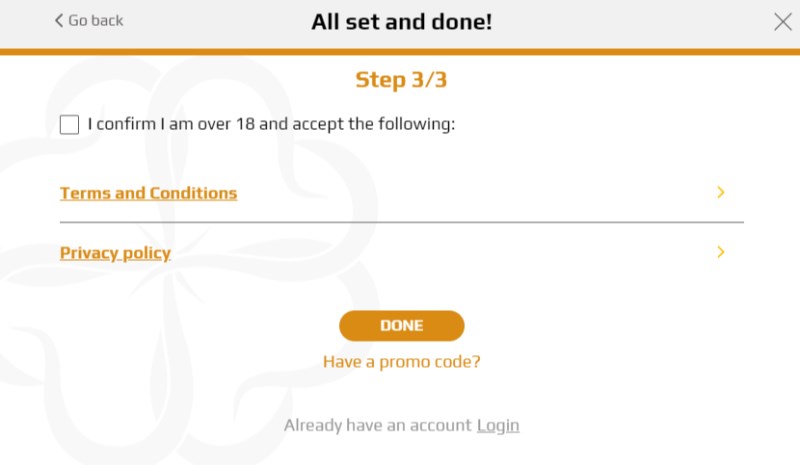 ZevCasino Registration