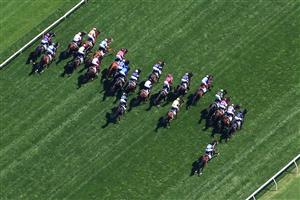 MELBOURNE, AUSTRALIA - NOVEMBER 03: General view from above as the field runs in race 7 the 2020 Lexus Melbourne Cup at Flemington Racecourse on November 03, 2020 in Melbourne, Australia. (Photo by Jack Thomas/Getty Images for the VRC)