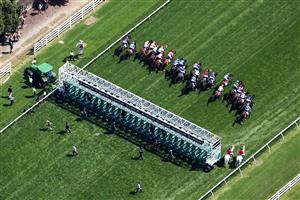 MELBOURNE, AUSTRALIA - NOVEMBER 03: The field jumps from the barriers during race seven the 2020 Lexus Melbourne Cup at Flemington Racecourse on November 03, 2020 in Melbourne, Australia. (Photo by Jack Thomas/Getty Images for the VRC)