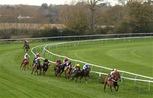 WARWICK, ENGLAND - NOVEMBER 06: Kannapolis ridden by Tom Cannon (R) on their way to winning the Bet At racingtv.com Handicap Hurdle at Warwick Racecourse on November 6, 2020 in Warwick, England. (Photo by David Davies - Pool / Getty Images)