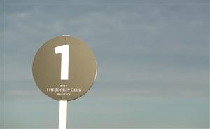 WARWICK, ENGLAND - NOVEMBER 06: A general view of signage at Warwick Racecourse on November 6, 2020 in Warwick, England. (Photo by David Davies - Pool / Getty Images)
