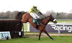 WARWICK, ENGLAND - NOVEMBER 06: Allmankind ridden by Harry Skelton jumps a fence before winning the Stan Mellor Memorial Novices Chase at Warwick Racecourse on November 6, 2020 in Warwick, England. (Photo by David Davies - Pool / Getty Images)