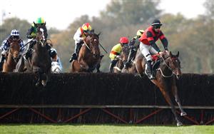 WINCANTON, ENGLAND - NOVEMBER 07: Jordan Nailor on Not A Role Model (R) in action on their way to victory during the Follow RacingTV On Twitter Now Conditional Jockeys' Handicap Chase at Wincanton Racecourse on November 7, 2020 in Wincanton, England. (Photo by Michael Steele/Getty Images)
