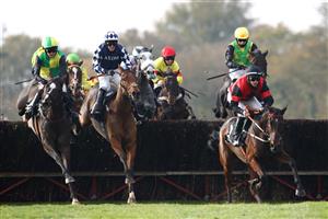 WINCANTON, ENGLAND - NOVEMBER 07: Jordan Nailor on Not A Role Model (R) in action on their way to victory during the Follow RacingTV On Twitter Now Conditional Jockeys' Handicap Chase at Wincanton Racecourse on November 7, 2020 in Wincanton, England. (Photo by Michael Steele/Getty Images)