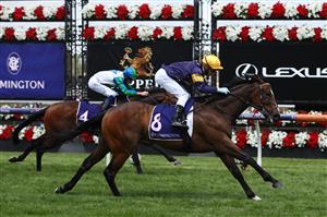 MELBOURNE, AUSTRALIA - NOVEMBER 07: Ben Melham riding #8 Shelby Cobra wins race 2, The Amanda Elliott during 2020 Seppelt Wines Stakes Day at Flemington Racecourse on November 07, 2020 in Melbourne, Australia. (Photo by Robert Cianflone/Getty Images for the VRC)
