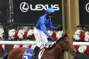 MELBOURNE, AUSTRALIA - NOVEMBER 07: Glenn Boss on board Bivouac wins race 6 the Darley Sprint Classic during 2020 Seppelt Wines Stakes Day at Flemington Racecourse on November 07, 2020 in Melbourne, Australia. (Photo by Darrian Traynor/Getty Images for the VRC)