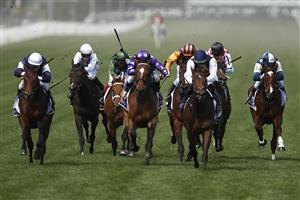 MELBOURNE, AUSTRALIA - NOVEMBER 07: Hugh Bowman riding #6 True Self (3R) wins race 5, the Queen Elizabeth Stakes during 2020 Seppelt Wines Stakes Day at Flemington Racecourse on November 07, 2020 in Melbourne, Australia. (Photo by Daniel Pockett/Getty Images for the VRC)