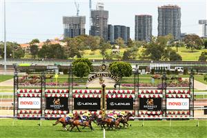 MELBOURNE, AUSTRALIA - NOVEMBER 07: Jye McNeil riding Power Scheme wins the Nova100 Trophy during 2020 Seppelt Wines Stakes Day at Flemington Racecourse on November 07, 2020 in Melbourne, Australia. (Photo by Quinn Rooney/Getty Images for the VRC)