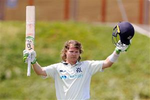 Pucovski celebrates after reaching his double century (Getty Images)