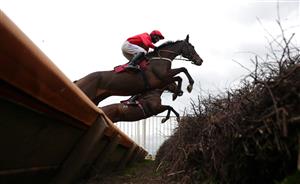 BANGOR, WALES - NOVEMBER 11: Kilbricken Storm ridden by Harry Cobden makes a jump The Anne Duchess Of Westminster Memorial Handicap Chase at Bangor-on-Dee Racecourse on November 11, 2020 in Bangor, United Kingdom. (Photo by David Davies - Pool/Getty Images)