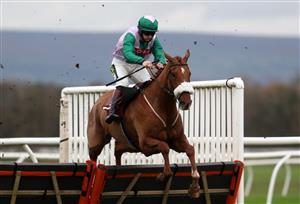 BANGOR, WALES - NOVEMBER 11: Any News ridden by Sam Twiston-Davies jumps the last to win The Bangor 'National Hunt' Auction Maiden Hurdle at Bangor-on-Dee Racecourse on November 11, 2020 in Bangor, United Kingdom. (Photo by David Davies - Pool/Getty Images)