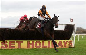 BANGOR, WALES - NOVEMBER 11: Maypole Class ridden by Jonjo O'Neill Jr. jumps the last to win The Bangor On Dee Handicap Chase at Bangor-on-Dee Racecourse on November 11, 2020 in Bangor, United Kingdom. (Photo by David Davies/Pool via Getty Images)