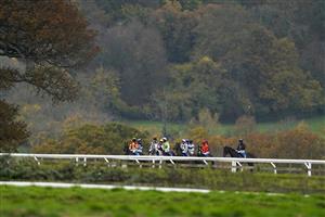 TAUNTON, ENGLAND - NOVEMBER 12: A general view as runners circle at the start at Taunton Racecourse on November 12, 2020 in Taunton, England. Owners are allowed to attend if they have a runner at the meeting otherwise racing remains behind closed doors to the public due to the Coronavirus pandemic. (Photo by Alan Crowhurst/Getty Images)