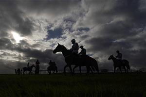 TAUNTON, ENGLAND - NOVEMBER 12: A general view as runners circle at the start for The Cornish Rock Gin Selling Hurdle at Taunton Racecourse on November 12, 2020 in Taunton, England. Owners are allowed to attend if they have a runner at the meeting otherwise racing remains behind closed doors to the public due to the Coronavirus pandemic. (Photo by Alan Crowhurst/Getty Images)