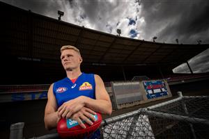 MELBOURNE, AUSTRALIA - NOVEMBER 13: Adam Treloar poses during a Western Bulldogs AFL media opportunity at Whitten Oval on November 13, 2020 in Melbourne, Australia. (Photo by Darrian Traynor/Getty Images)