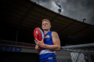 MELBOURNE, AUSTRALIA - NOVEMBER 13: Adam Treloar poses during a Western Bulldogs AFL media opportunity at Whitten Oval on November 13, 2020 in Melbourne, Australia. (Photo by Darrian Traynor/Getty Images)