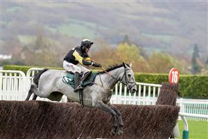 CHELTENHAM, ENGLAND - NOVEMBER 14: Robbie Power riding Eldorado Allen clear the last to win The From The Horse's Mouth Podcast Novices' Chase at Cheltenham Racecourse on November 14, 2020 in Cheltenham, England. Owners are allowed to attend if they have a runner at the meeting otherwise racing remains behind closed doors to the public due to the Coronavirus pandemic. (Photo by Alan Crowhurst/Getty Images)