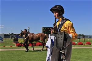 NEWCASTLE, AUSTRALIA - NOVEMBER 14: Tom Sherry on Super returns to scale after winning race 5 The Hungerford Hill Benchmark 78 Handicap during Racing at Newcastle Racecourse on November 14, 2020 in Newcastle, Australia. (Photo by Mark Evans/Getty Images)