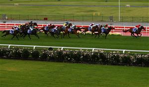 Jamie Kah aboard Sneaky Five winning race two the Ingliss Banner during Melbourne Racing Cox Plate Day at Moonee Valley Racecourse (Getty Images)