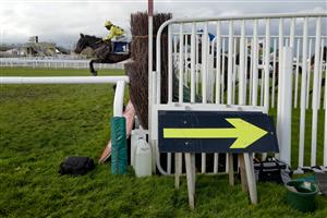 CHELTENHAM, ENGLAND - NOVEMBER 15: A general view of various equipment by a fence at Cheltenham Racecourse on November 15, 2020 in Cheltenham, England. Owners are allowed to attend if they have a runner at the meeting otherwise racing remains behind closed doors to the public due to the Coronavirus pandemic. (Photo by Alan Crowhurst/Getty Images)