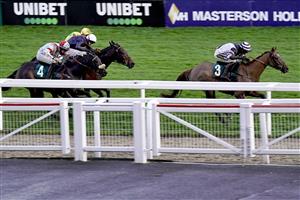 CHELTENHAM, ENGLAND - NOVEMBER 15: Sam Twiston-Davies riding Good Risk At All win The High Sheriff Of Gloucestershire Standard Open NH Flat Race at Cheltenham Racecourse on November 15, 2020 in Cheltenham, England. Owners are allowed to attend if they have a runner at the meeting otherwise racing remains behind closed doors to the public due to the Coronavirus pandemic. (Photo by Alan Crowhurst/Getty Images)