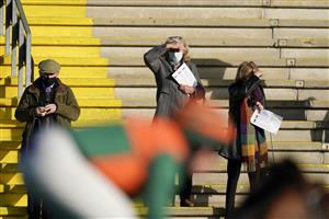 WINCANTON, ENGLAND - NOVEMBER 19: A general view as owners watch the action at Wincanton Racecourse on November 19, 2020 in Wincanton, England. Owners are allowed to attend if they have a runner at the meeting otherwise racing remains behind closed doors to the public due to the Coronavirus pandemic. (Photo by Alan Crowhurst/Getty Images)