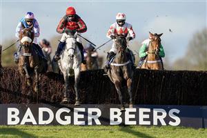 WINCANTON, ENGLAND - NOVEMBER 19: Rex Dingle riding Native Robin (white/red) clear the last to win The Racing TV HD On Sky 426 Handicap Chase at Wincanton Racecourse on November 19, 2020 in Wincanton, England. Owners are allowed to attend if they have a runner at the meeting otherwise racing remains behind closed doors to the public due to the Coronavirus pandemic. (Photo by Alan Crowhurst/Getty Images)