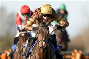WINCANTON, ENGLAND - NOVEMBER 19: Tom O'Brien riding Little River Bay (brown) clear the last to win The Racing TV Profits Returned To Racing Mares' Maiden Hurdle at Wincanton Racecourse on November 19, 2020 in Wincanton, England. Owners are allowed to attend if they have a runner at the meeting otherwise racing remains behind closed doors to the public due to the Coronavirus pandemic. (Photo by Alan Crowhurst/Getty Images)