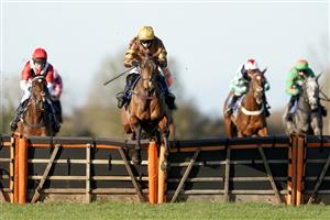 WINCANTON, ENGLAND - NOVEMBER 19: Tom O'Brien riding Little River Bay (brown) clear the last to win The Racing TV Profits Returned To Racing Mares' Maiden Hurdle at Wincanton Racecourse on November 19, 2020 in Wincanton, England. Owners are allowed to attend if they have a runner at the meeting otherwise racing remains behind closed doors to the public due to the Coronavirus pandemic. (Photo by Alan Crowhurst/Getty Images)
