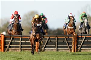 WINCANTON, ENGLAND - NOVEMBER 19: Tom O'Brien riding Little River Bay (brown) clear the last to win The Racing TV Profits Returned To Racing Mares' Maiden Hurdle at Wincanton Racecourse on November 19, 2020 in Wincanton, England. Owners are allowed to attend if they have a runner at the meeting otherwise racing remains behind closed doors to the public due to the Coronavirus pandemic. (Photo by Alan Crowhurst/Getty Images)
