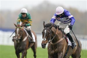 ASCOT, ENGLAND - NOVEMBER 20: Harry Cobden riding Danny Kirwan clear the last to win The Lexicon Recruitment 'National Hunt' Maiden Hurdle at Ascot Racecourse on November 20, 2020 in Ascot, England. Owners are allowed to attend if they have a runner at the meeting otherwise racing remains behind closed doors to the public due to the Coronavirus pandemic. (Photo by Alan Crowhurst/Getty Images)