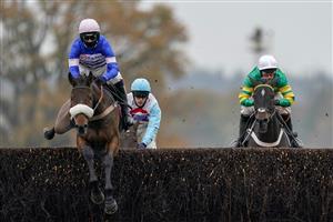 ASCOT, ENGLAND - NOVEMBER 20: Harry Cobden riding Pic D'orhy (L) in action at Ascot Racecourse on November 20, 2020 in Ascot, England. Owners are allowed to attend if they have a runner at the meeting otherwise racing remains behind closed doors to the public due to the Coronavirus pandemic. (Photo by Alan Crowhurst/Getty Images)