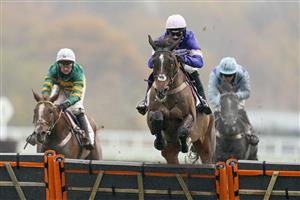 ASCOT, ENGLAND - NOVEMBER 20: Harry Cobden riding Danny Kirwan clear the last to win The Lexicon Recruitment 'National Hunt' Maiden Hurdle at Ascot Racecourse on November 20, 2020 in Ascot, England. Owners are allowed to attend if they have a runner at the meeting otherwise racing remains behind closed doors to the public due to the Coronavirus pandemic. (Photo by Alan Crowhurst/Getty Images)