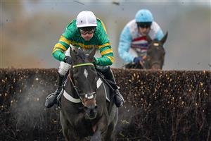 ASCOT, ENGLAND - NOVEMBER 20: Nico de Boinville riding Chantry House (green) clear the last to win The Ascot Racecourse Supports Safer Gambling Week Novices' Chase at Ascot Racecourse on November 20, 2020 in Ascot, England. Owners are allowed to attend if they have a runner at the meeting otherwise racing remains behind closed doors to the public due to the Coronavirus pandemic. (Photo by Alan Crowhurst/Getty Images)