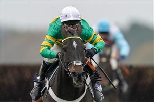 ASCOT, ENGLAND - NOVEMBER 20: Nico de Boinville riding Chantry House (green) clear the last to win The Ascot Racecourse Supports Safer Gambling Week Novices' Chase at Ascot Racecourse on November 20, 2020 in Ascot, England. Owners are allowed to attend if they have a runner at the meeting otherwise racing remains behind closed doors to the public due to the Coronavirus pandemic. (Photo by Alan Crowhurst/Getty Images)