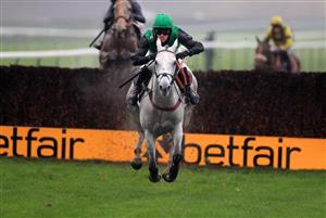MANCHESTER, ENGLAND - NOVEMBER 21:Commodore ridden by Hugh Nugent jumps the last to finish in second in the Betfair Supports Safer Gambling Week Handicap Chase at Haydock Park, Merseyside on November 21, 2020 in Manchester, England. (Photo by Mike Egerton - Pool/Getty Images)